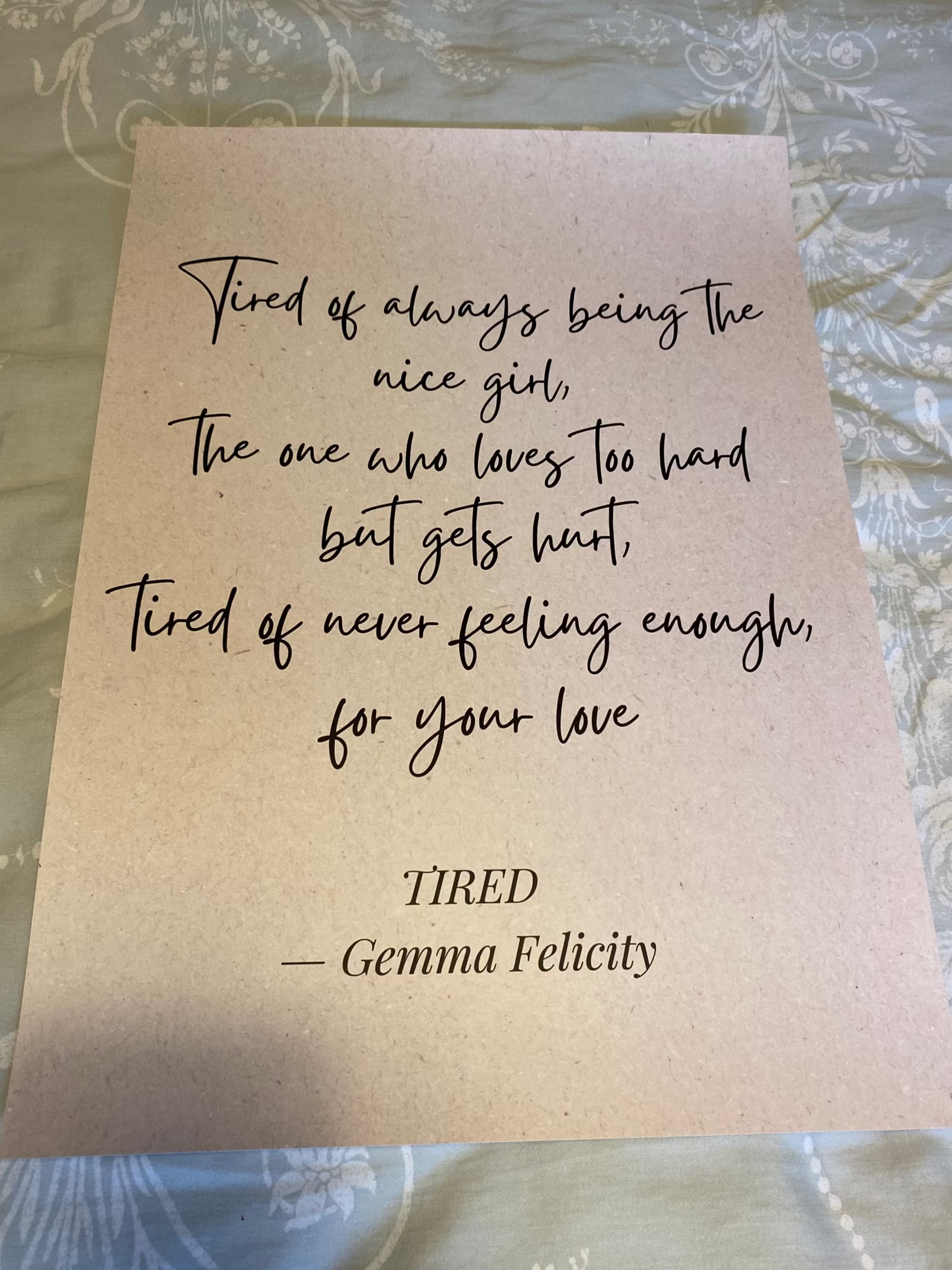 'TIRED OF ALWAYS BEING THE NICE GIRL' POSTER